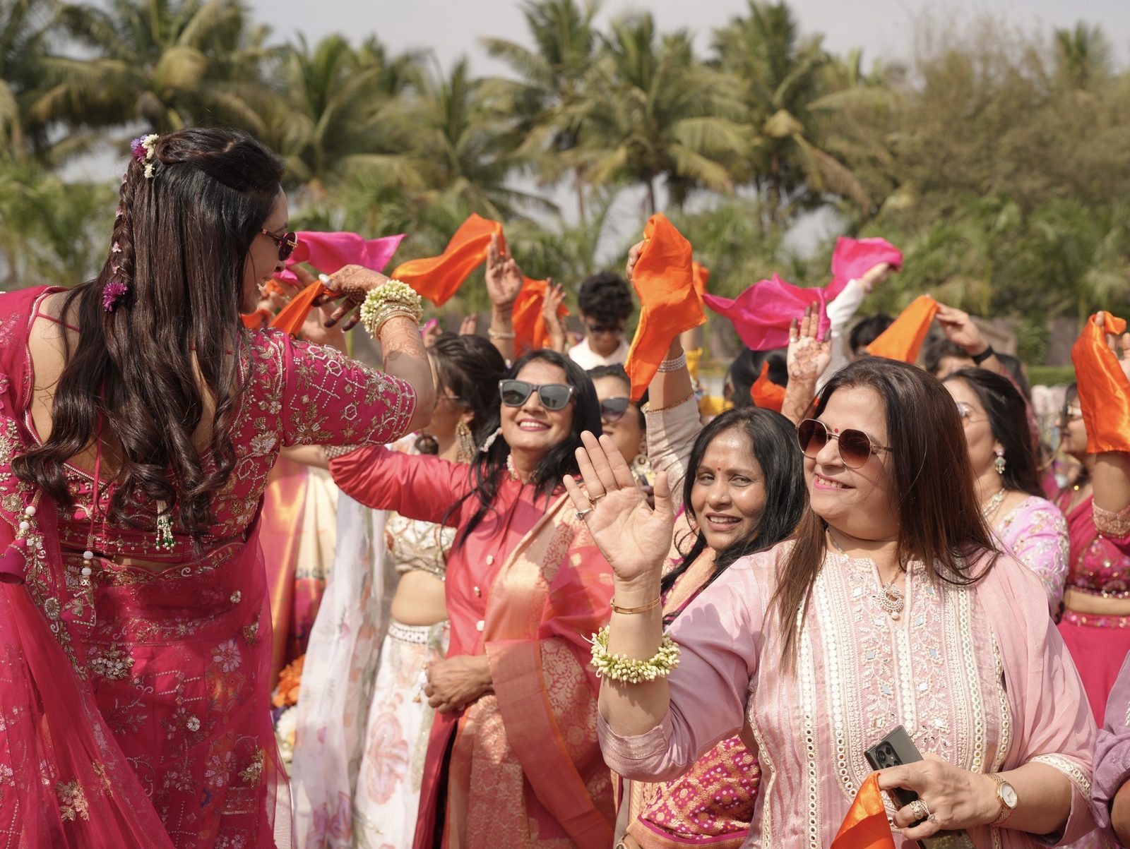 Bride dancing with her family