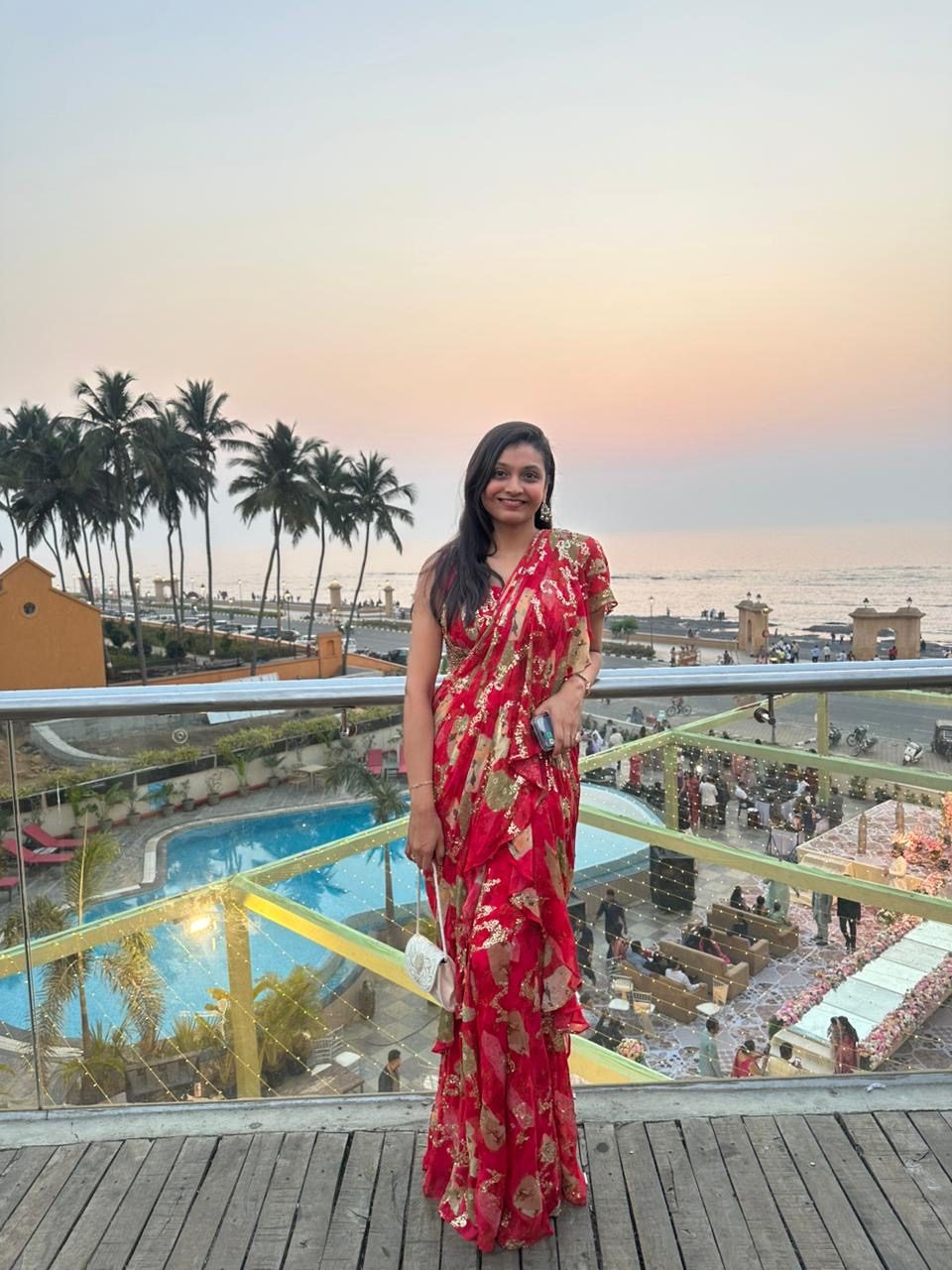 Palkan Parsana at sunset, by the sea in Mumbai